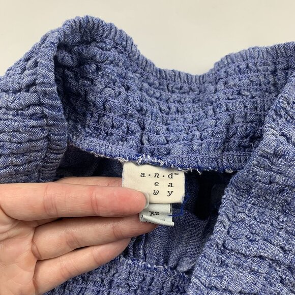 A New Day Blue Chambray Linen Blend Smocked Waist Pull On Shorts XS - Picture 3 of 5